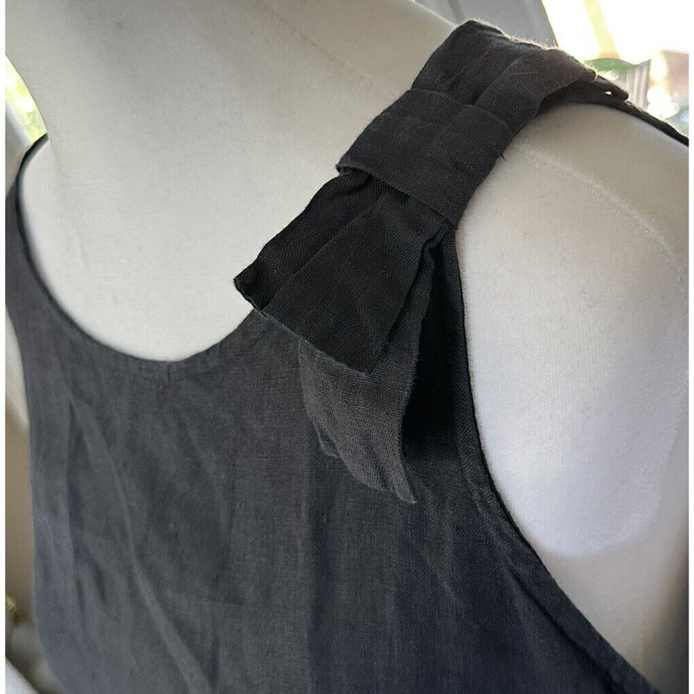 Bellambia Dress Linen Blue Eyelet Trim Italy Beach Boho Bow Lagenlook Coverup M - Picture 7 of 7